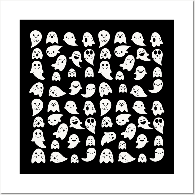 Cute Kawaii Ghost pattern Wall Art by valentinahramov